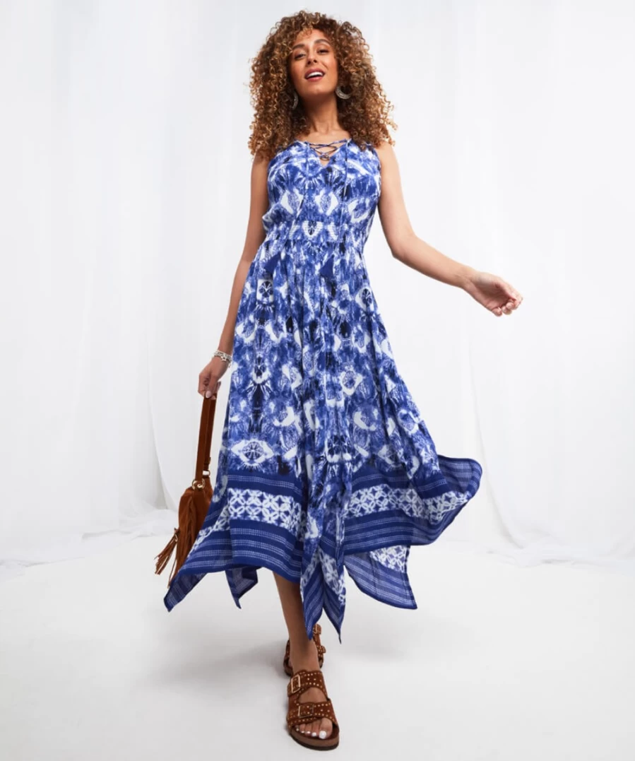 Joe Browns Women's Blue Ocean Vibes Dress - Stylish Flowy Summer Beach Dress