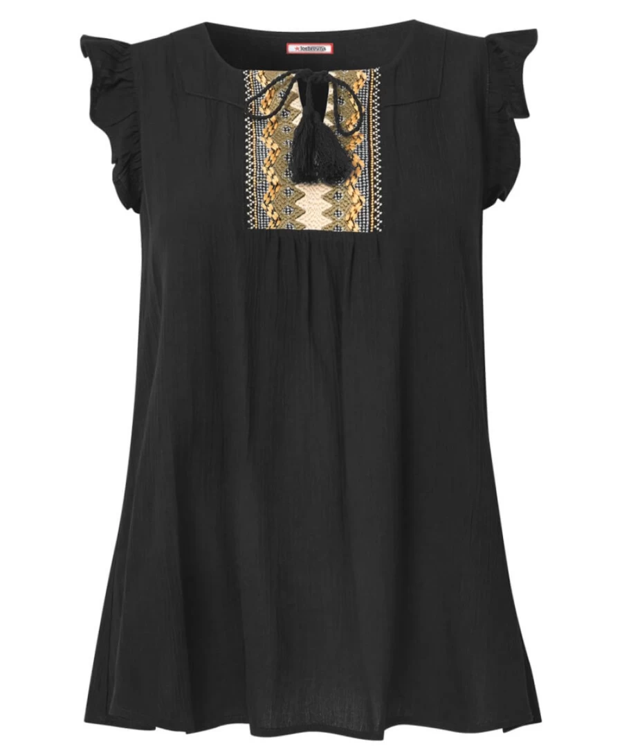 Joe Browns Women's Black Embroidered Top - All Day Comfort & Style