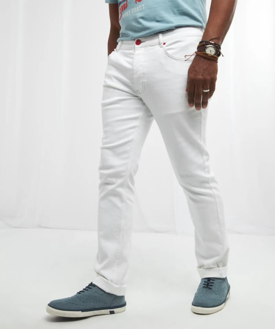 Joe Browns Men's White Straight Fit Jeans - Splendid Denim Trousers