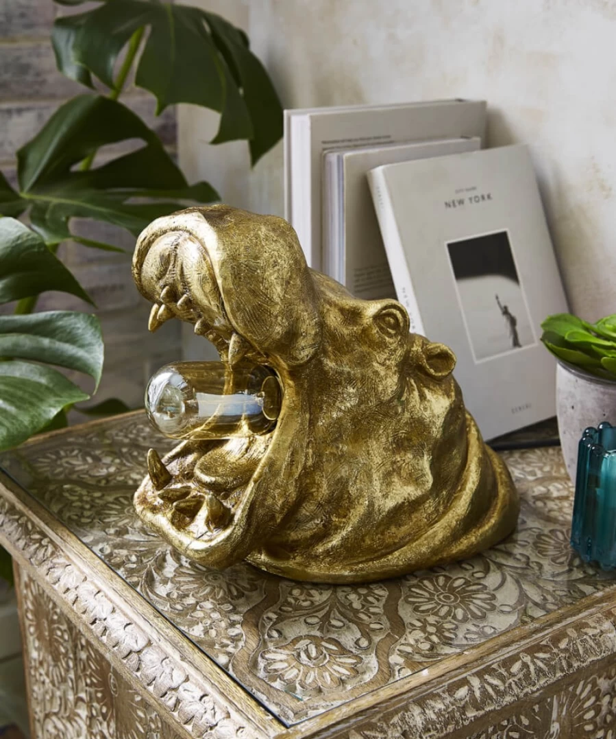 Joe Browns Gold Roaring Hippo Table Lamp - Stylish Decorative Lighting