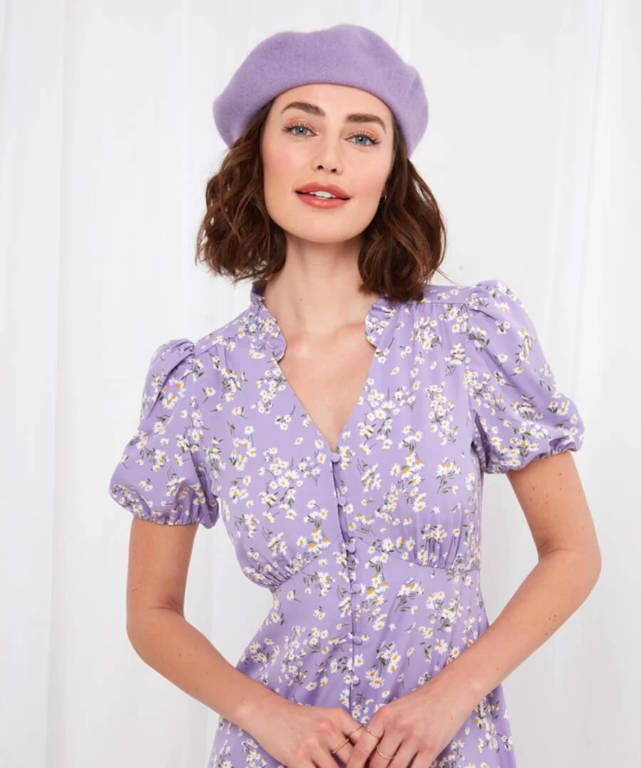 Joe Browns Women's Lilac Wool Rich Beret - Mimi Style Fashion Hat