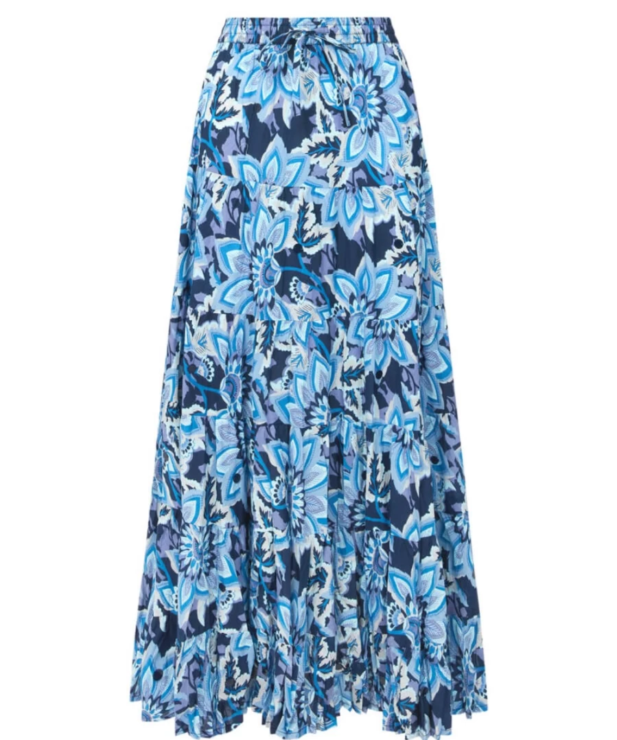 Joe Browns Women's Blue Alycia Cotton Crinkle Skirt - Comfortable & Stylish Summer Skirt