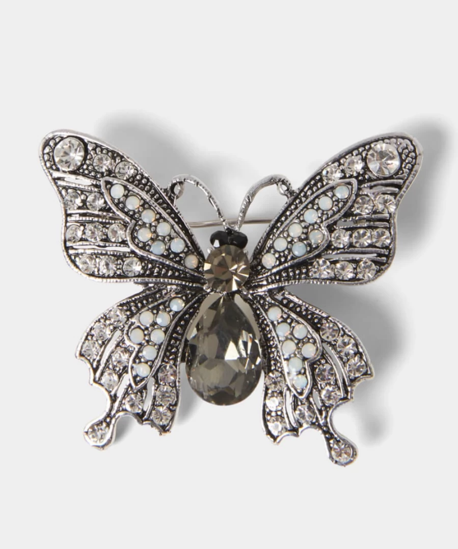 Joe Browns Antique Silver Butterfly Brooch for Women - Elegant Dazzling Jewelry Pin
