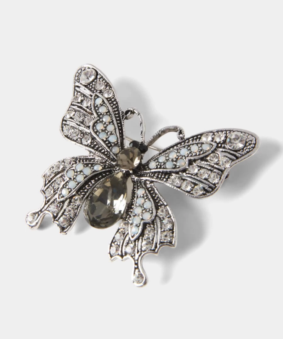 Joe Browns Antique Silver Butterfly Brooch for Women - Elegant Dazzling Jewelry Pin