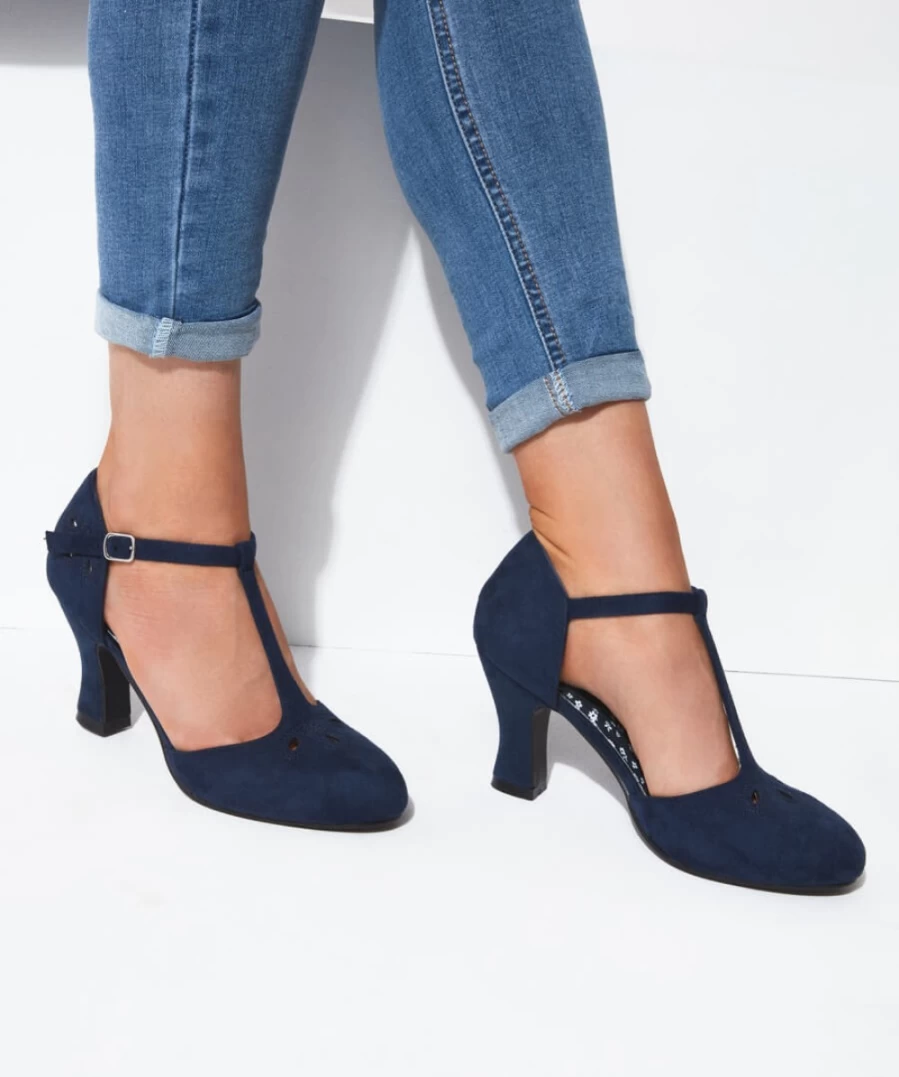 Joe Browns Women's Navy Sweet Escape T-Bar Shoes - Stylish Comfort for Everyday Wear