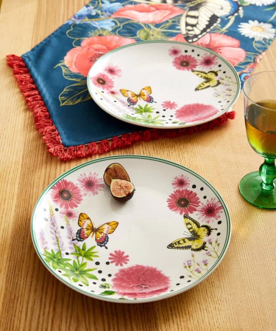 Joe Browns Set Of 4 Multi-Colored Floral Dinner Plates - Spectacular Spot Design