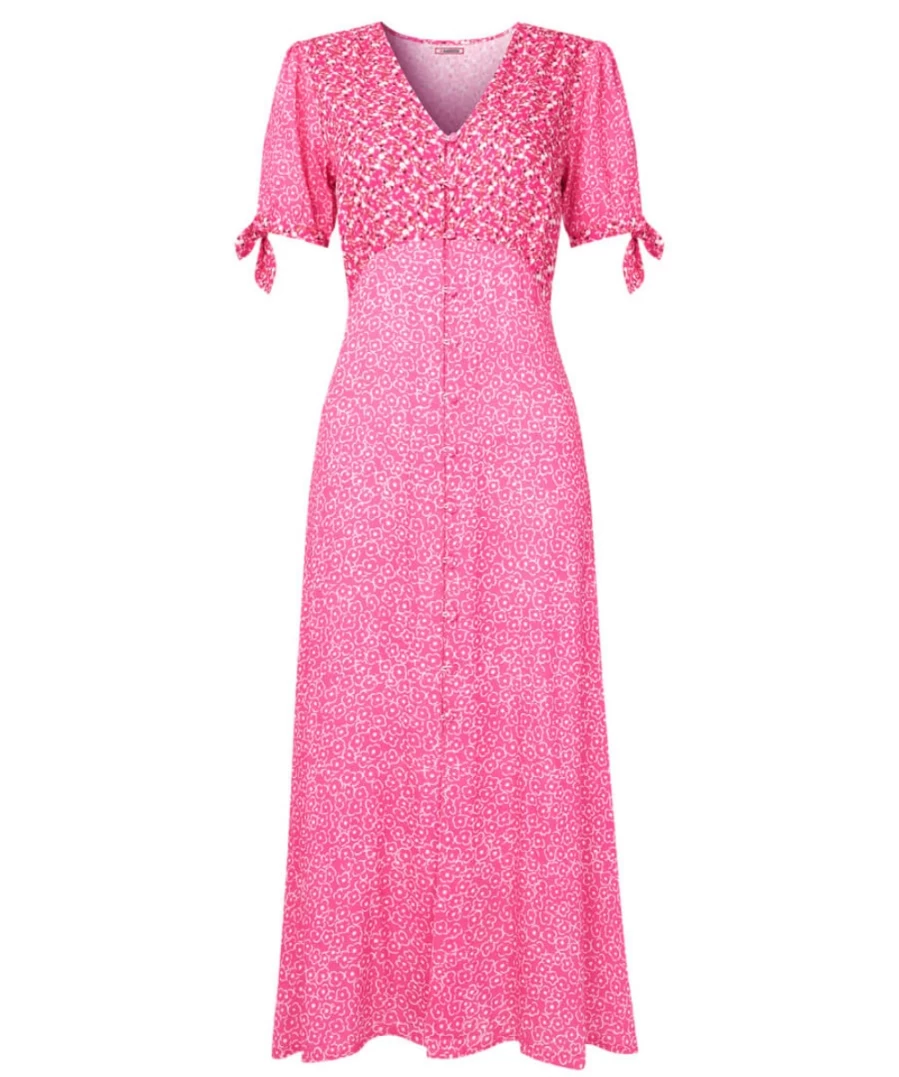 Joe Browns Women's Pink Lucy Mix and Match Midi Dress - Floral Print Summer Dress