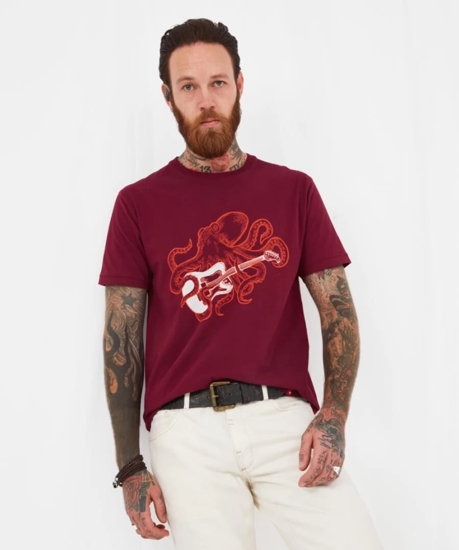 Joe Browns Men's Berry Color All Over The Sound Graphic Tee