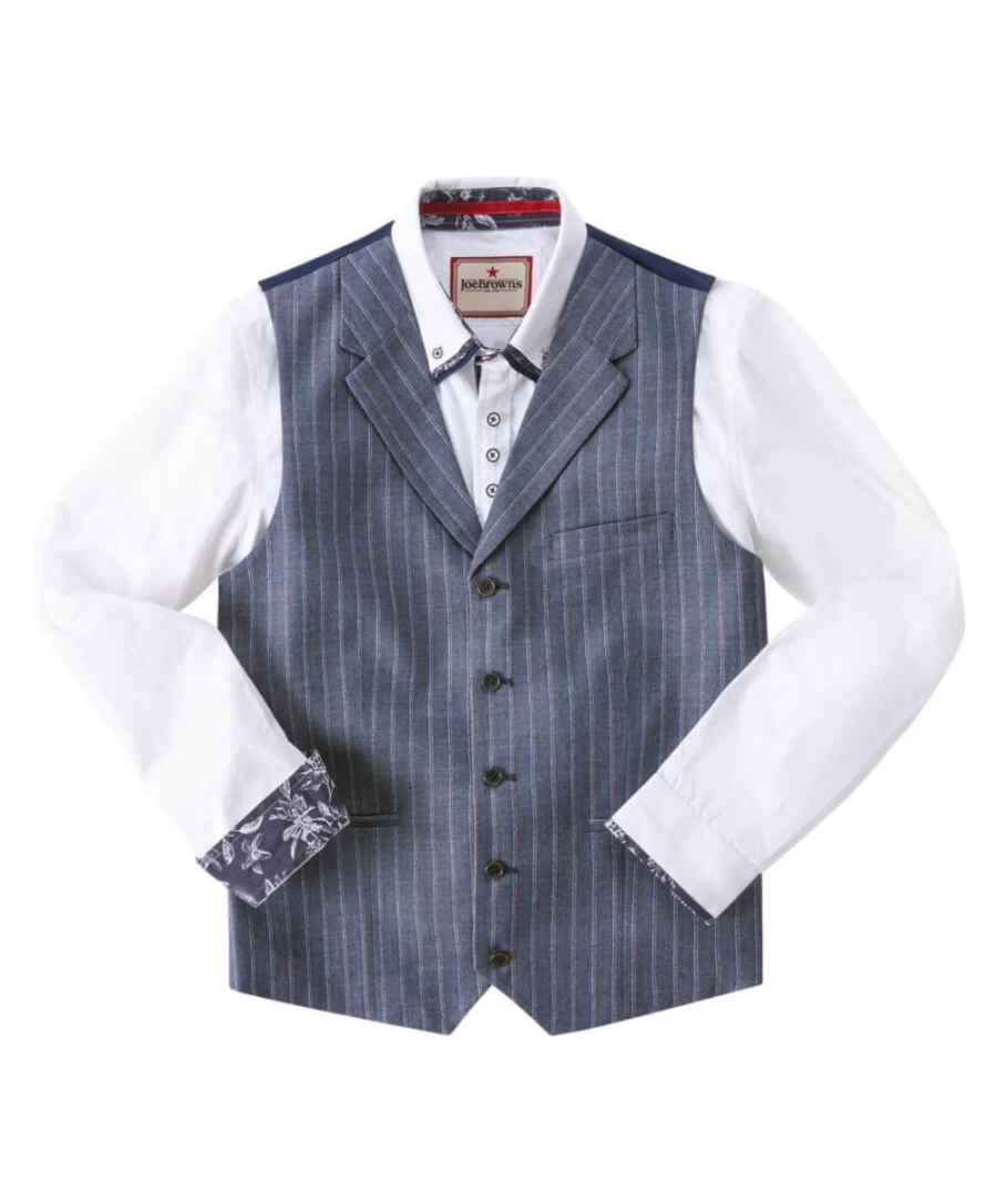 Joe Browns Men's Blue Deadly Dapper Waistcoat - Stylish Formal Vest for Men