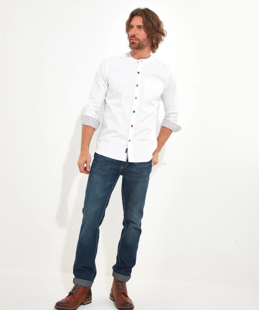 Joe Browns Men's Easy Going Grandad Shirt in White - Classic Casual Style