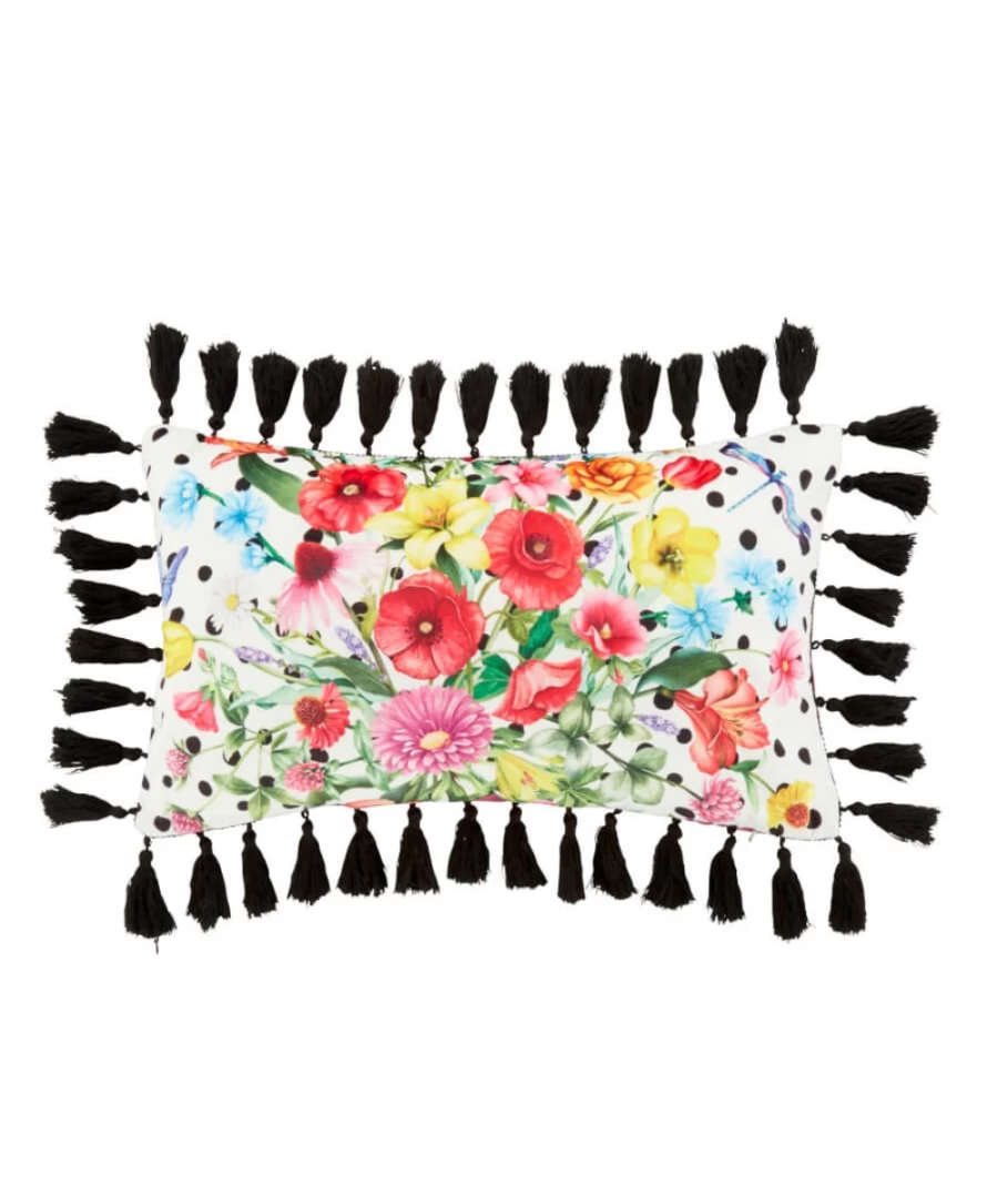 Joe Browns Multi-Colored Floral Fringe Cushion - Bohemian Decorative Pillow Cover