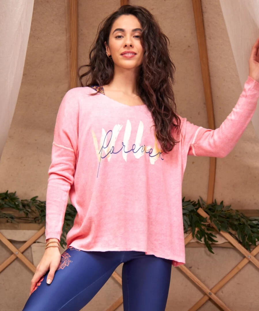 Joe Browns Women's Pink Soft Touch Slouch Jumper - Cozy Knit Sweater