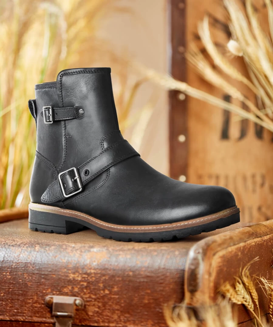 Joe Browns Men's Black Snake Pass Leather Biker Boots