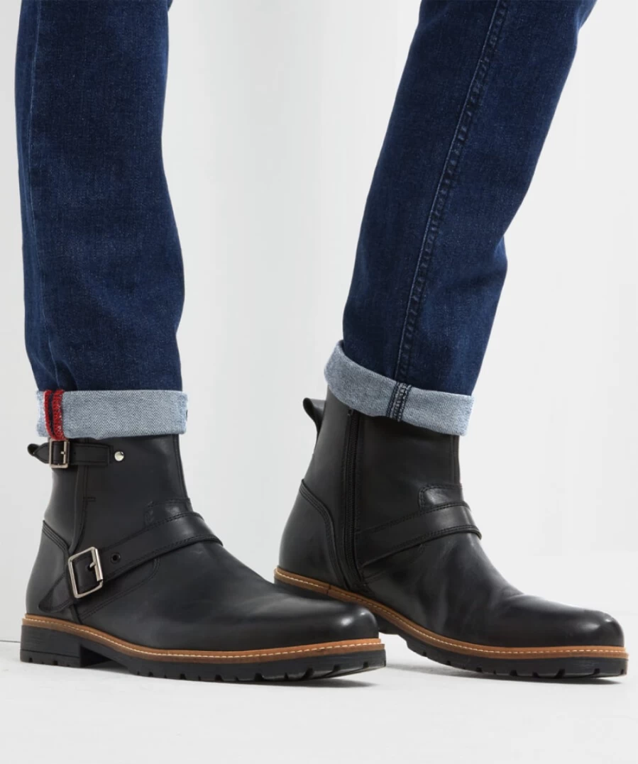 Joe Browns Men's Black Snake Pass Leather Biker Boots