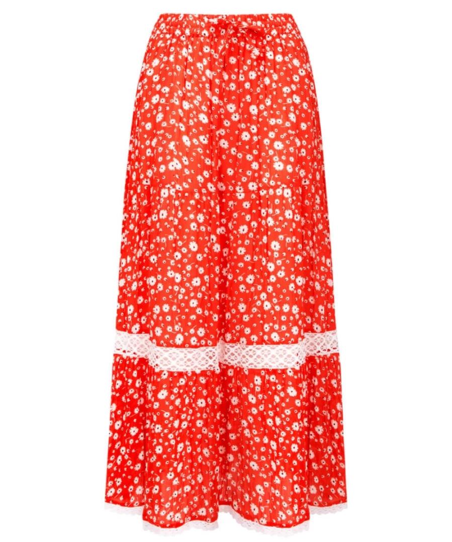 Joe Browns Women's Red Darcey Ditsy Floral Skirt - Vintage Inspired A-Line Style