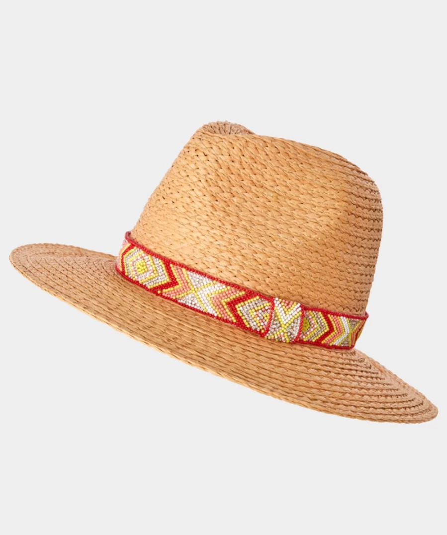 Joe Browns Women's Boardwalk Shimmer Beaded Hat in Natural Multi - Elegant Embellished Sun Hat for Women