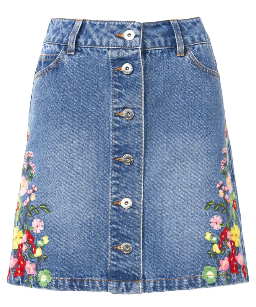 Joe Browns Women's Blue Floral Denim Skirt - Fabulous Flora Design