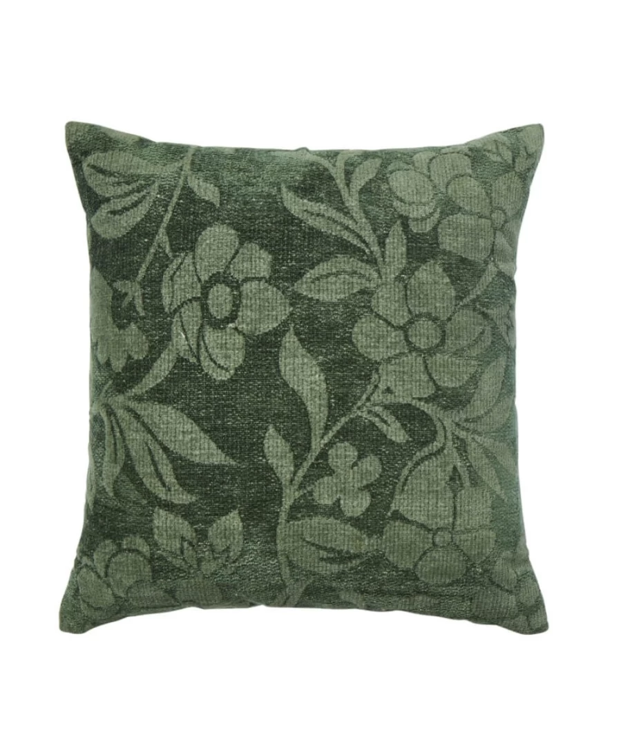 Joe Browns Green Jacquard Floral Cushion - Elegant Floral Design Home Decor Pillow