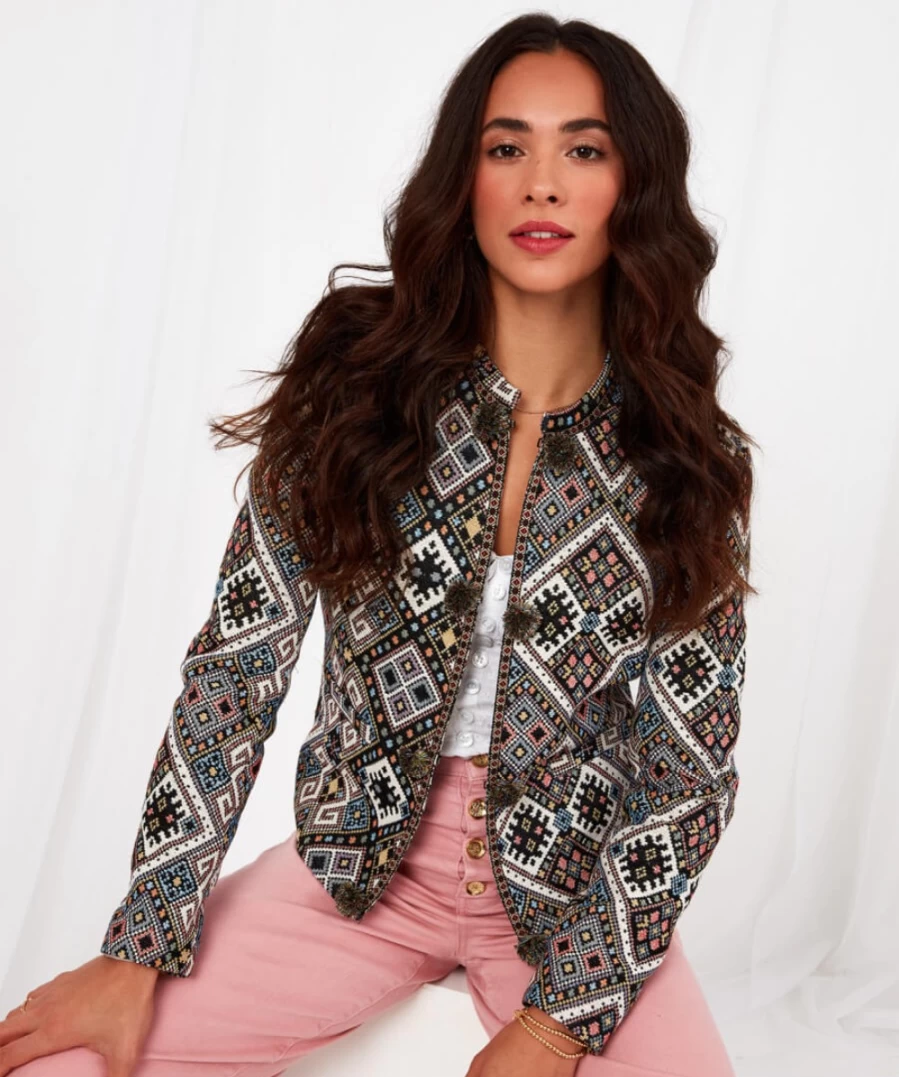 "Joe Browns Women's Joyful Jacquard Jacket in Multi-Color Stylish Design"