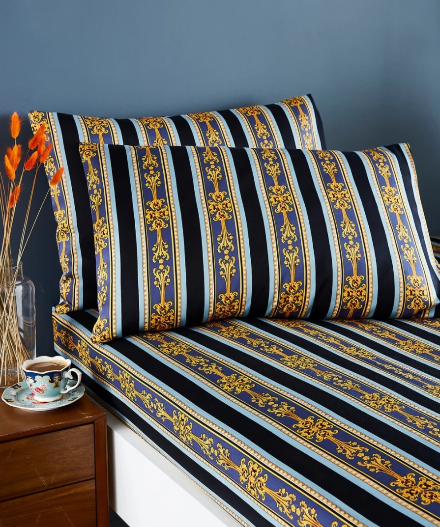 Joe Browns Regency Stripe Printed Fitted Sheet - Multi Color Striped Bedding