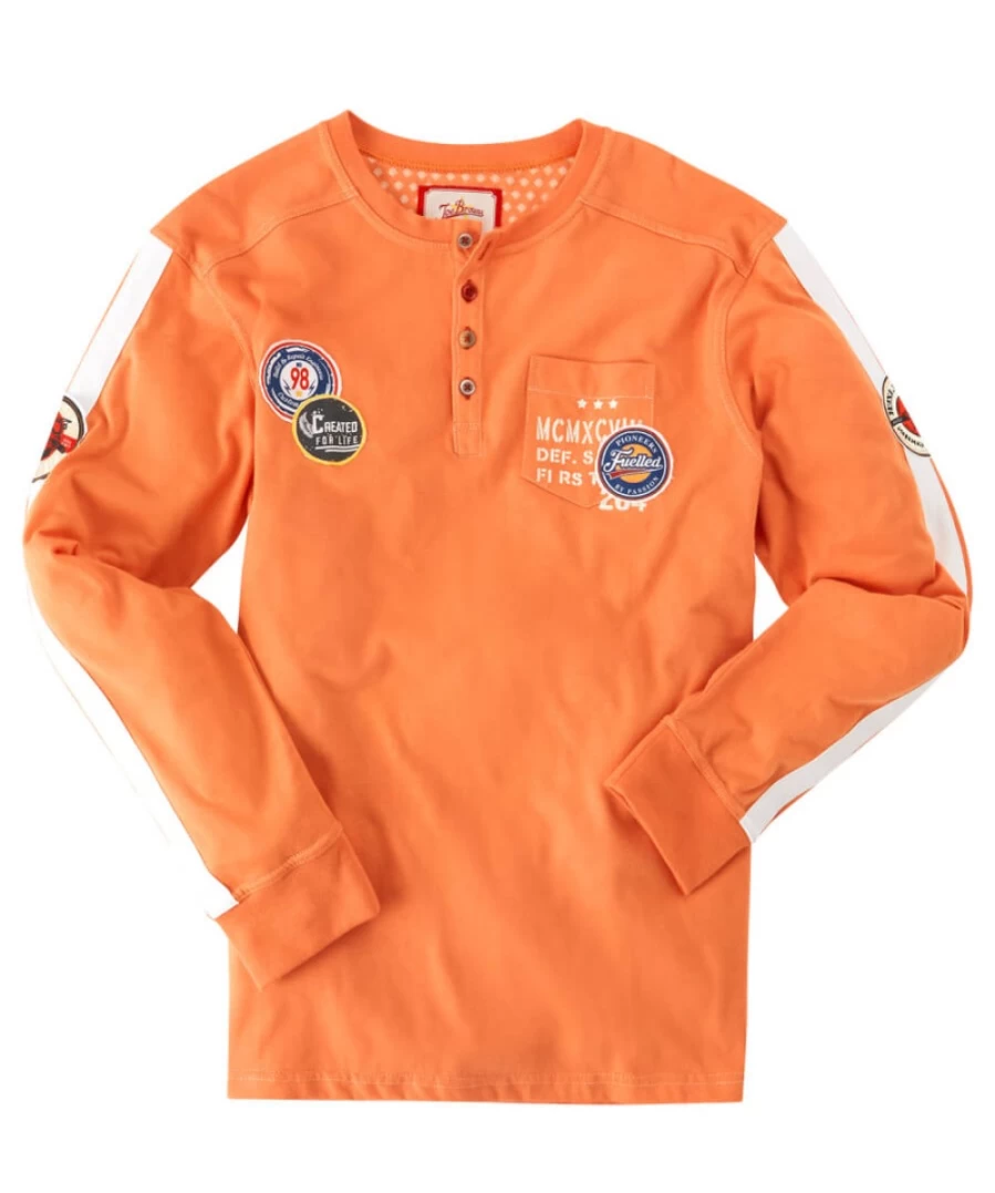 Joe Browns Men's Orange Henley Shirt for Road Trips & Casual Wear