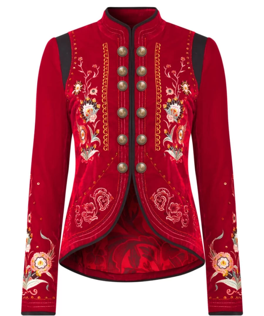 Joe Browns Women's Red Embroidered Jacket - Enchanting Boho Chic Outerwear
