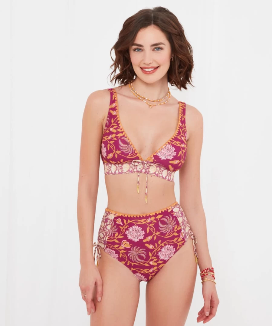 Joe Browns Women's Mexicano Boho Waist Brief in Raspberry Multi - Floral Printed High-Waisted Panties
