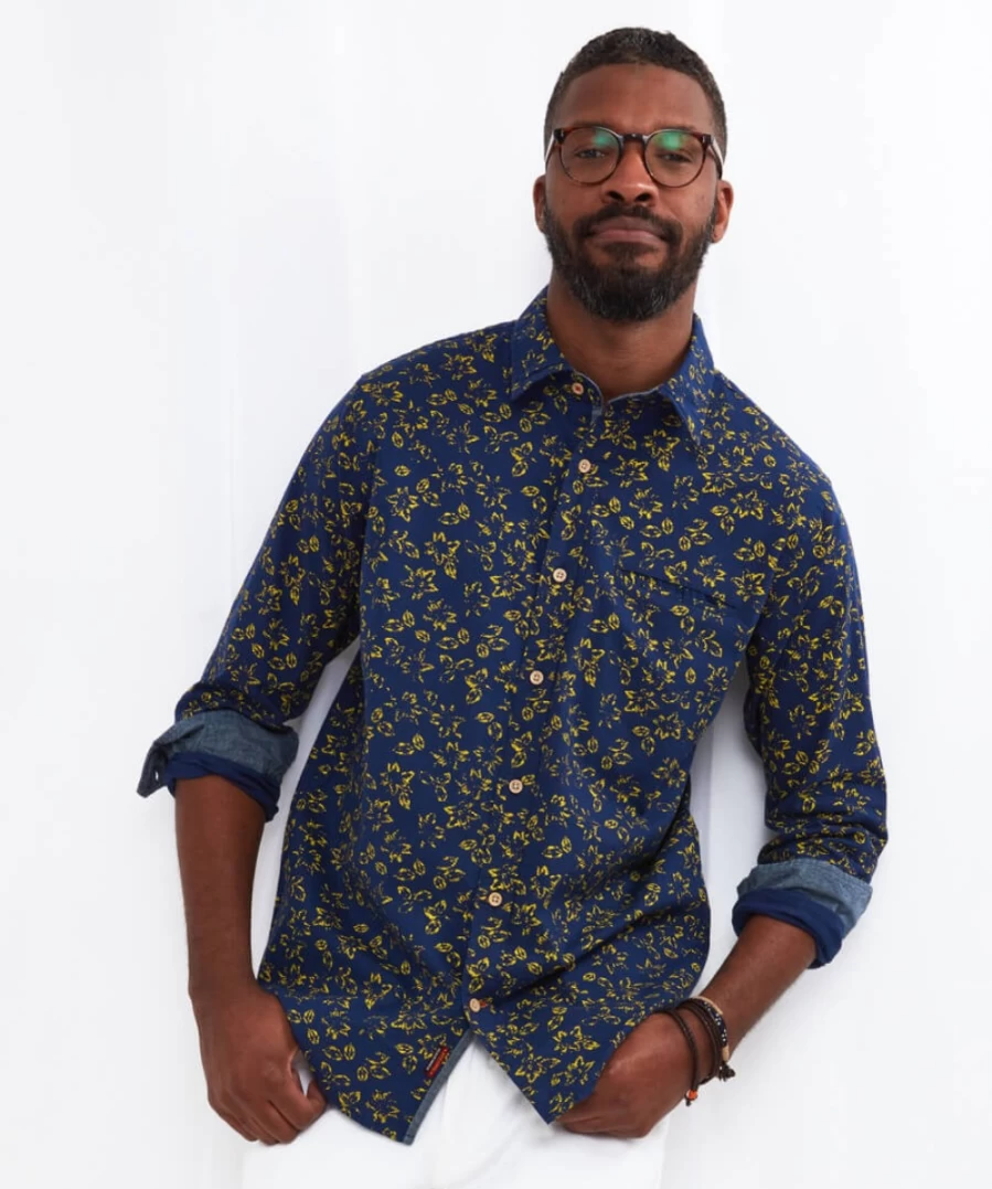 Joe Browns Men's Navy & Yellow "Keeping It Cool" Casual Shirt