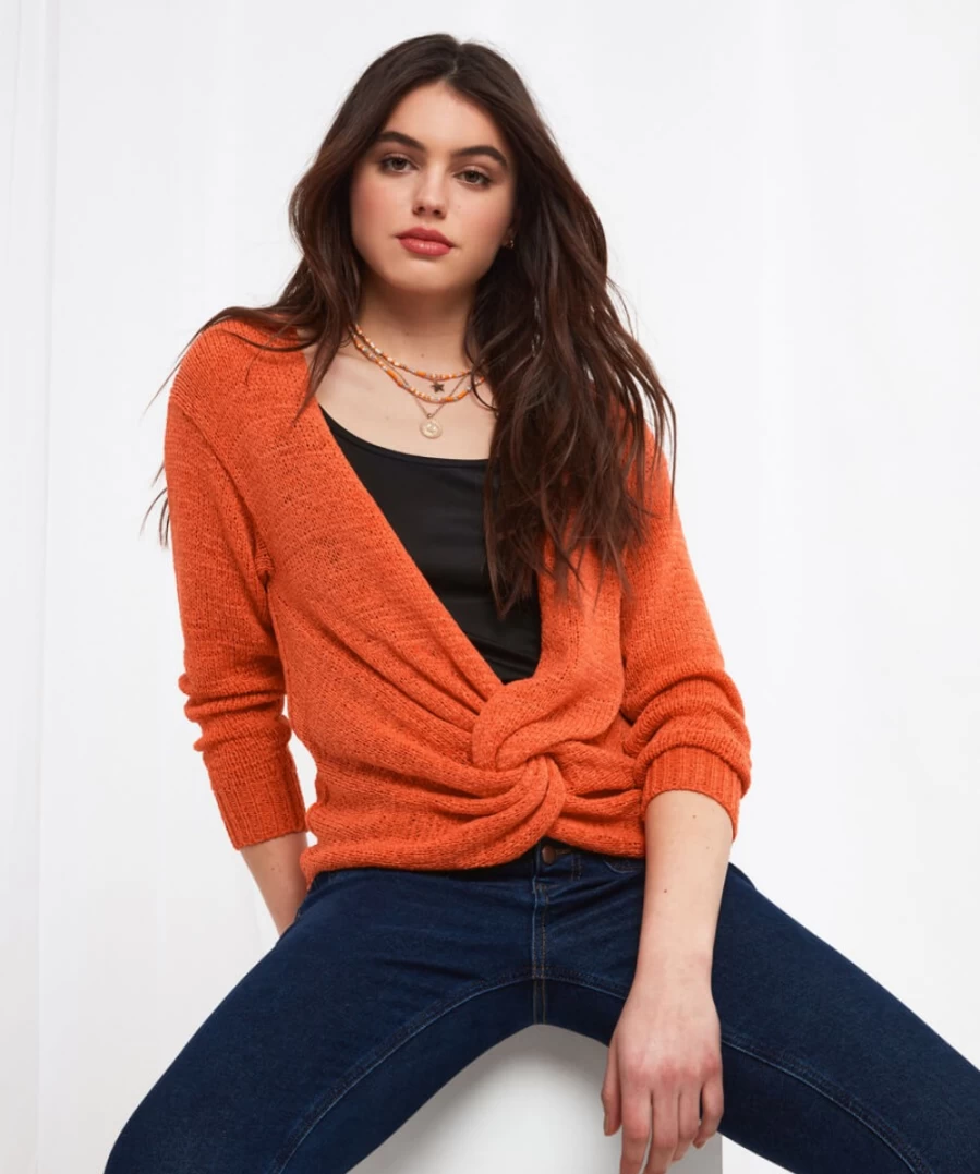 "Joe Browns Women's Ultimate Wrap Knit in Orange – Stylish & Comfortable"