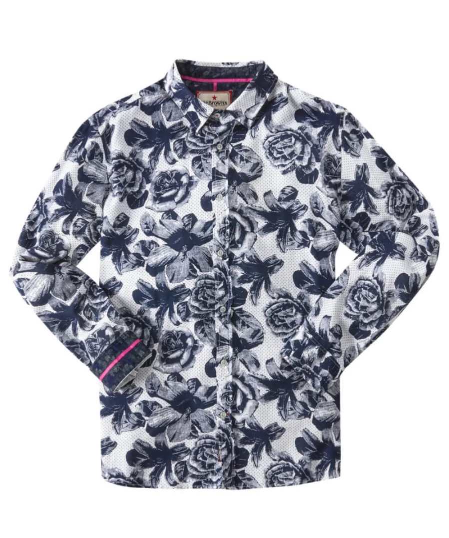 "Joe Browns Men's Cool And Confident Shirt - White & Blue Stylish Casual Wear"