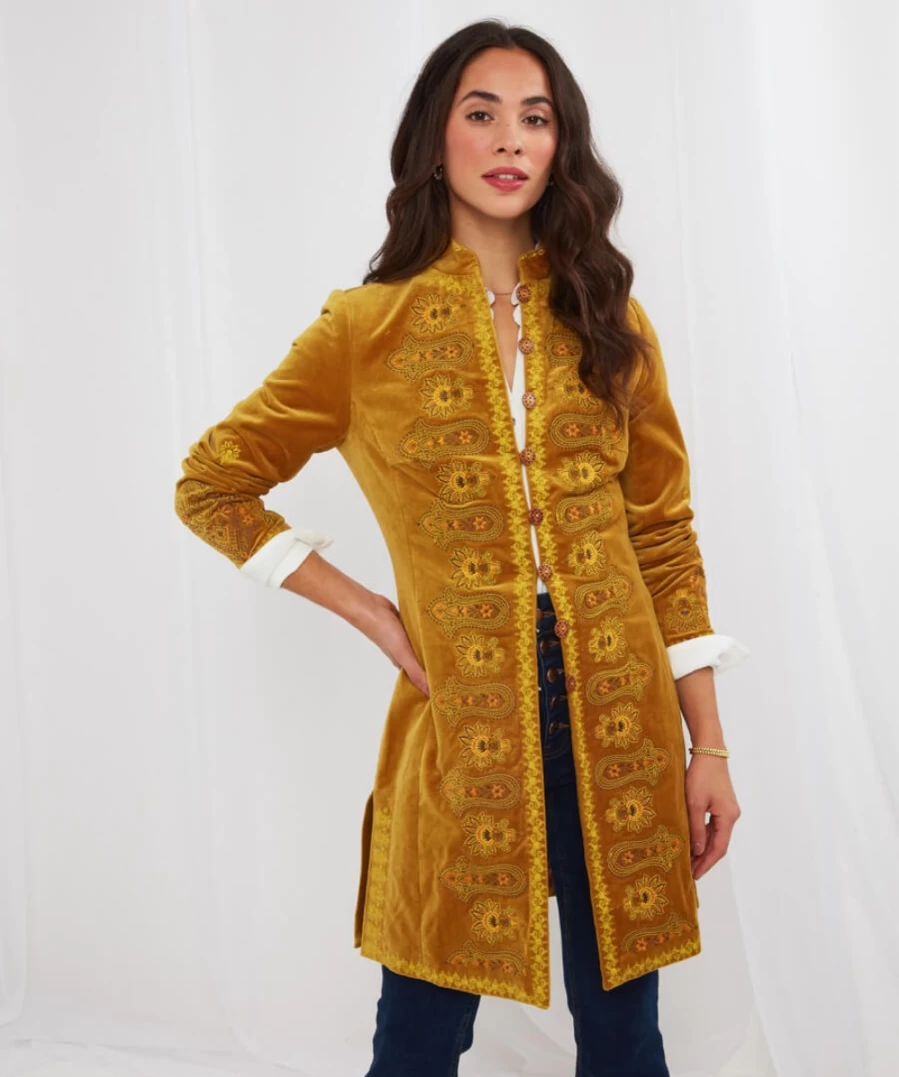 "Joe Browns Women's Yellow Vintage Inspired Boutique Jacket - Vibrant Retro Style"