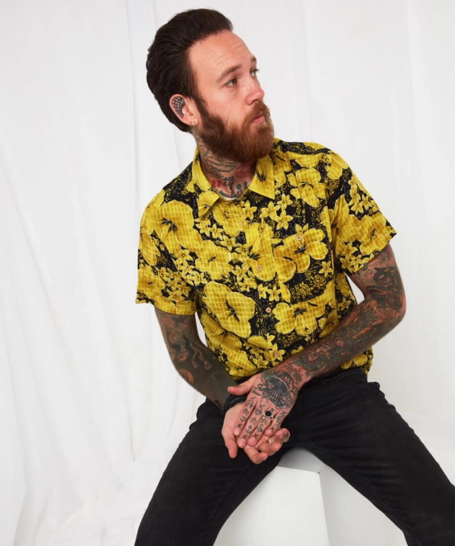 Joe Browns Men's Loving Summer Shirt in Ochre - Casual Short Sleeve Top
