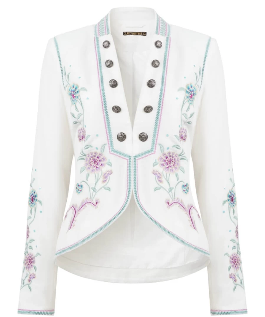 Joe Browns Women's Elegant Embroidered Multi-Color Jacket - Stylish Floral Design