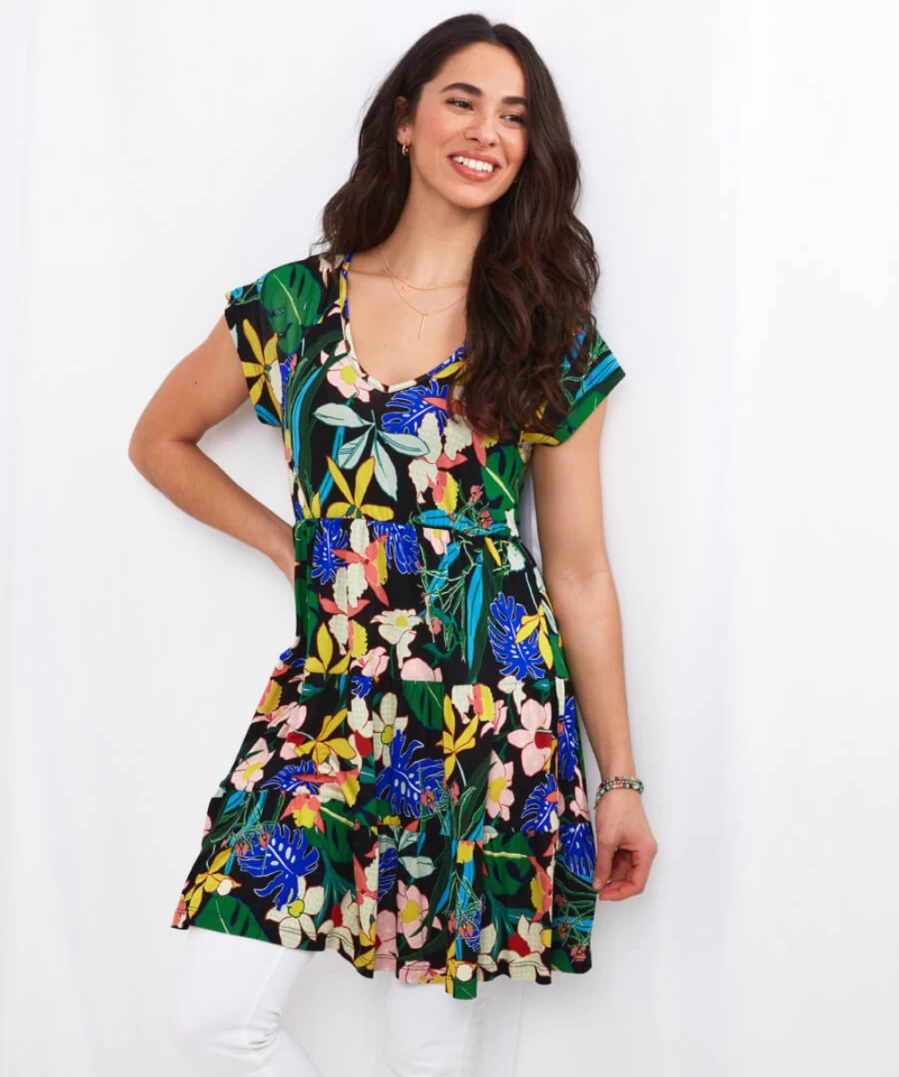 Joe Browns Women's Multi Color Pop Of Colour Tunic Top