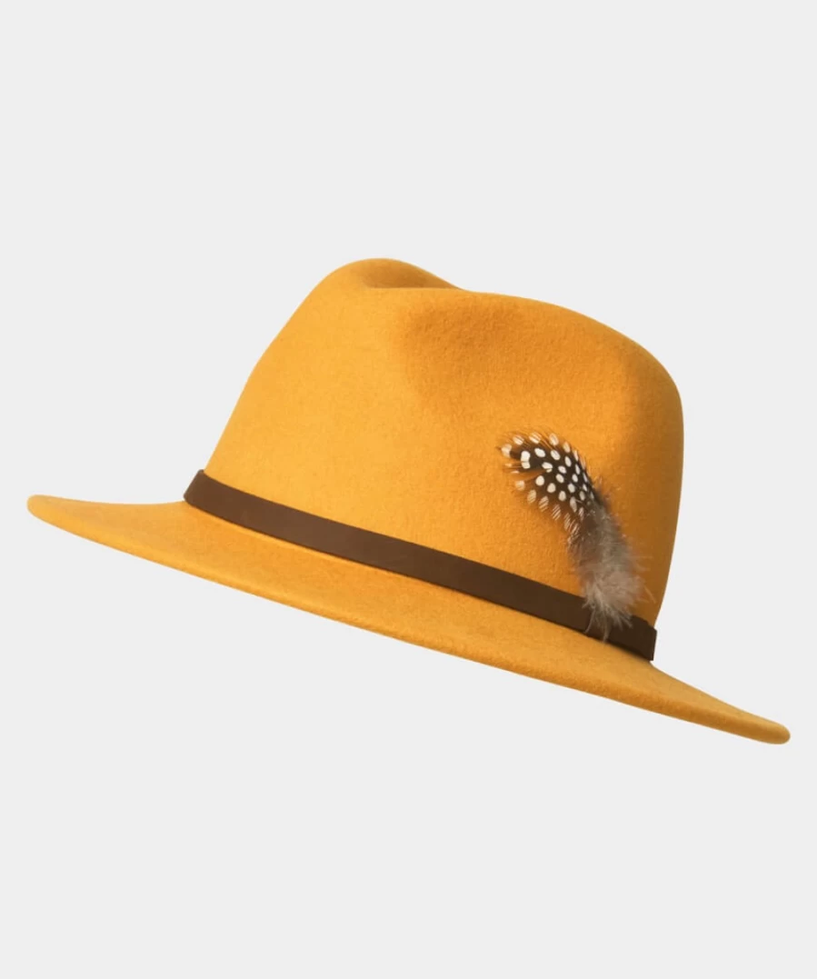 "Joe Browns Women's Mustard Wool Fedora Hat – Premium Chic Style"