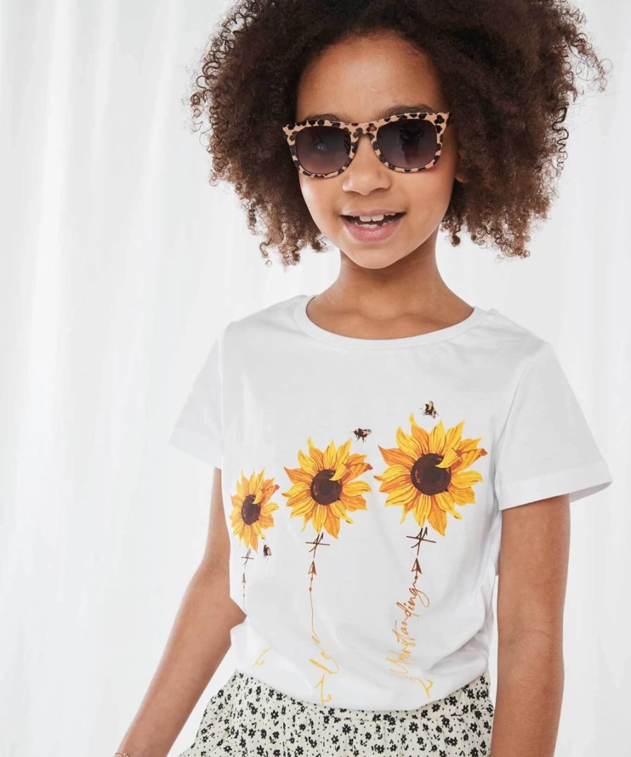 Joe Browns Kids White Scattered Daisy Tee - Floral Print T-Shirt for Children