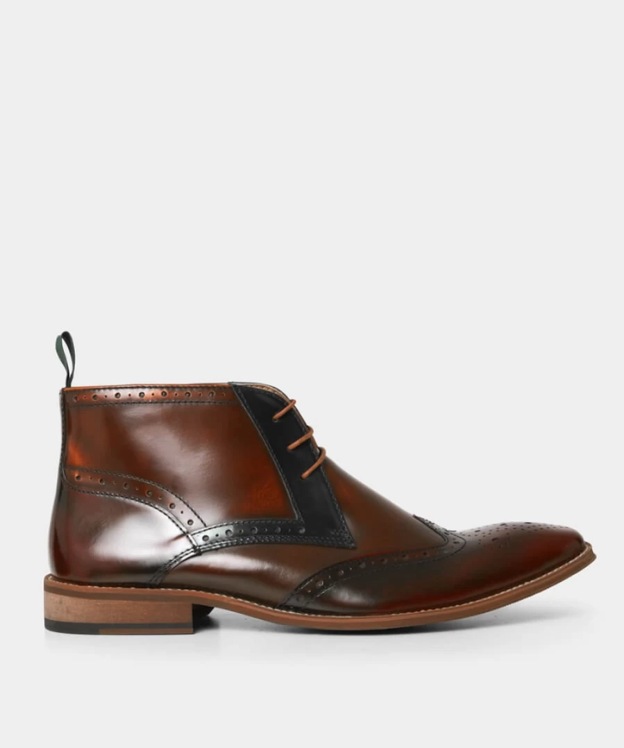 Joe Browns Men's Tan Multi High Shine Boots - Stylish Gents Mixed Colour Footwear