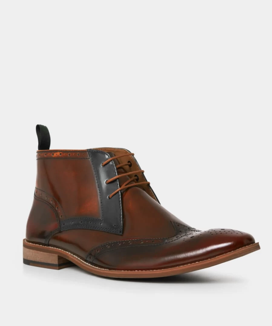 Joe Browns Men's Tan Multi High Shine Boots - Stylish Gents Mixed Colour Footwear