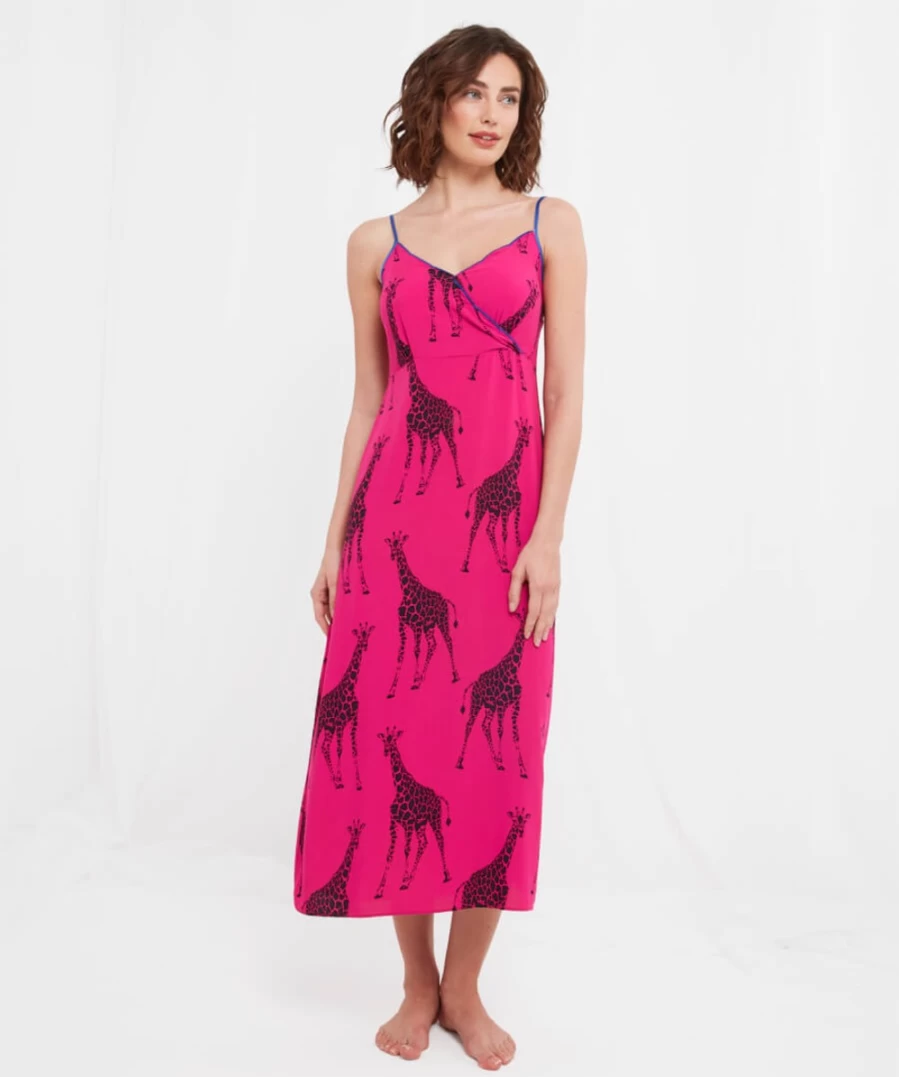 Joe Browns Women's Pink Giraffe Print Nightie - Boutique Sleepwear