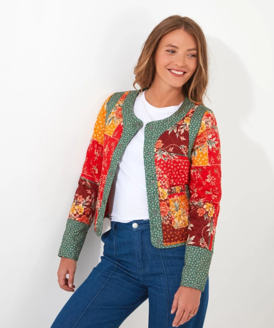 Joe Browns Women's Lucy Quilted Jacket in Multi-Color Stylish Cozy Outerwear