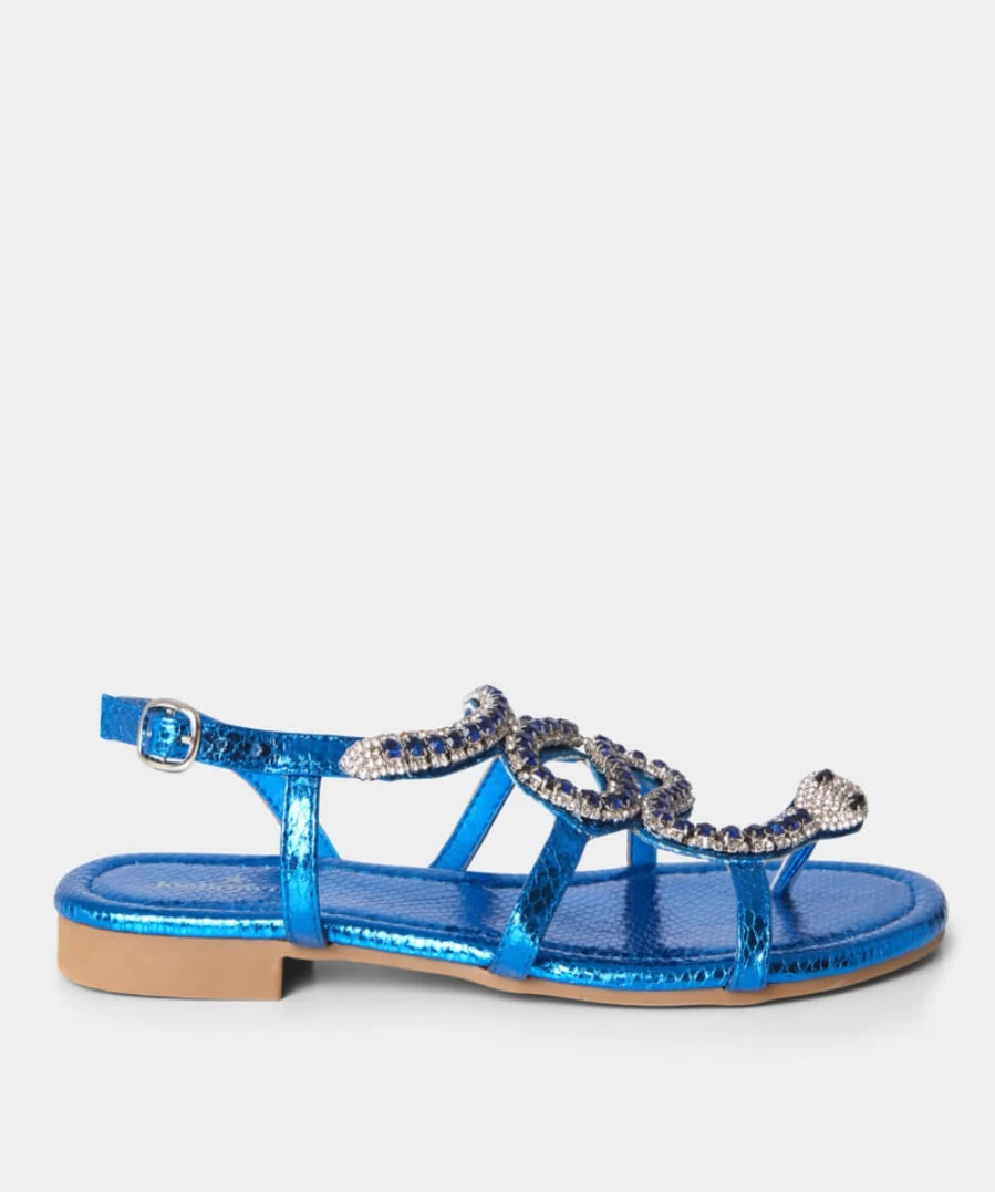 Joe Browns Women's Cleo Diamante Snake Sandals in Blue Multi | Fashionable Reptile Print Footwear