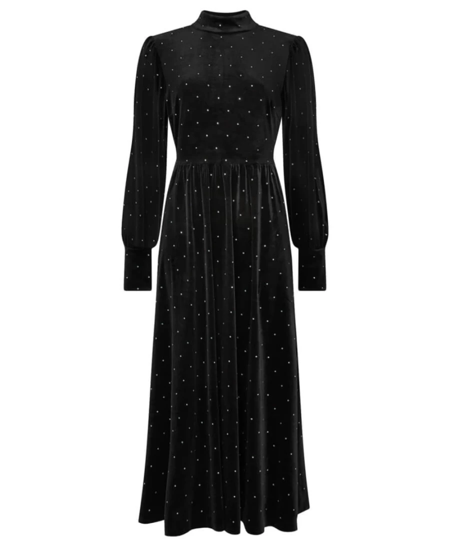 Joe Browns Women's Black Starstruck Velour Dress - Elegant Velvet Style
