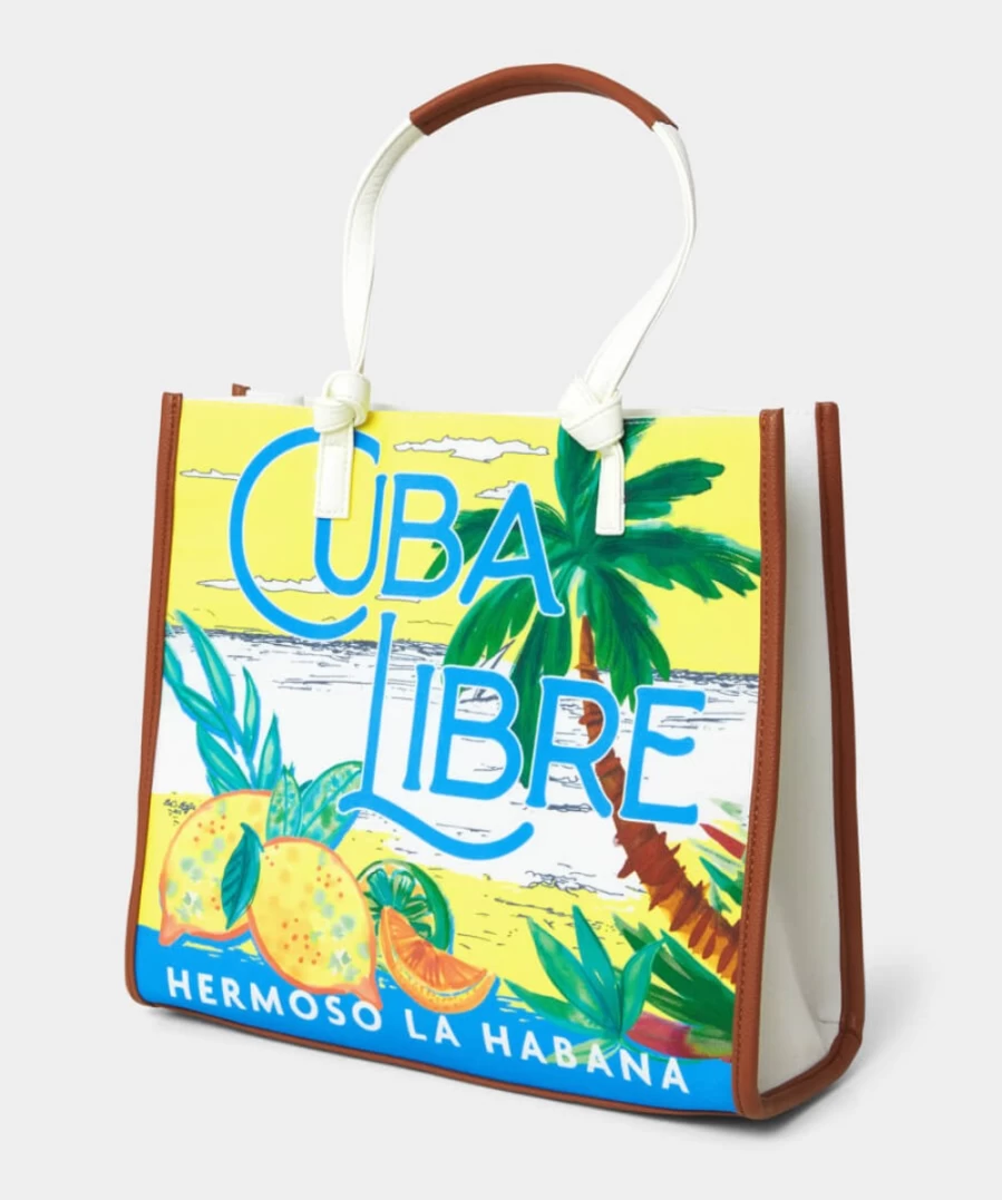 Joe Browns Women's Cuba Libre Printed Bag - White Multi Tote Handbag for Women