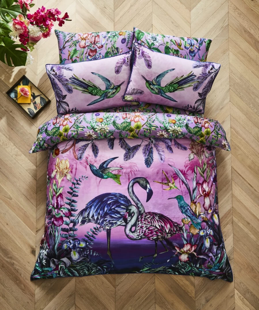Joe Browns Reversible Flamingo Bed Set - Multi Color Tropical Print Duvet Cover