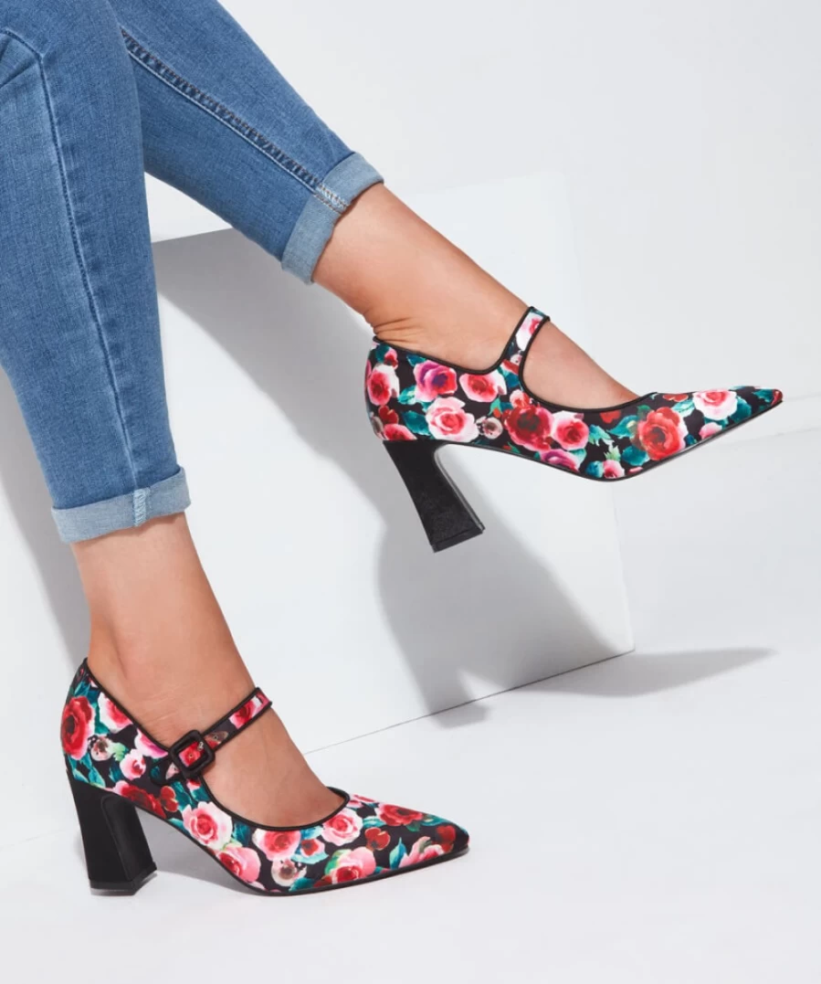 Joe Browns Women's Dolce Vita Floral Shoes in Black Multi