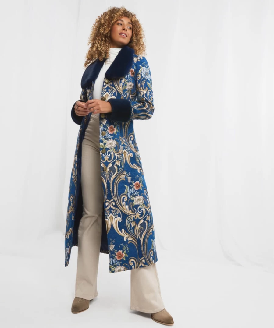 Joe Browns Women's Blue What A Statement Longline Coat | Elegant Trench Coat for Women