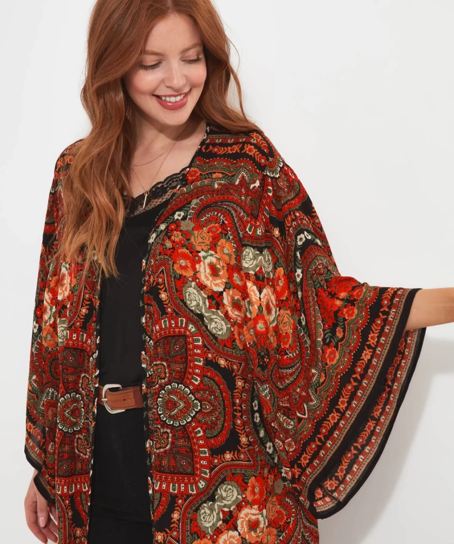 "Joe Browns Women's Curious Carnival Kimono in Multi-Color Bohemian Style"