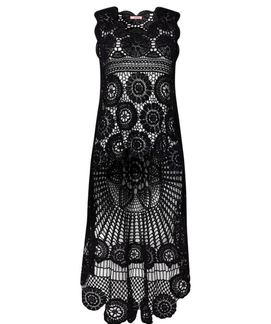Joe Browns Women's Black High-Low Crochet Summer Top - Boho Chic Style
