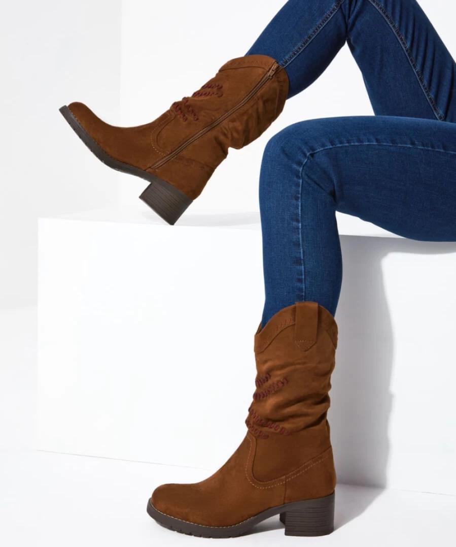 Joe Browns Women's Tan Austen Whipstitched Boots - Leather Ankle Booties for Women