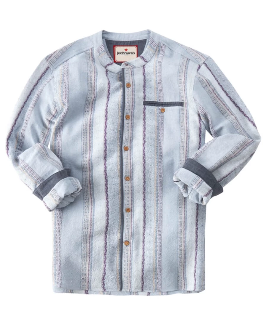 Joe Browns Men's Blue Summer Grandad Shirt - Casual Vintage Style